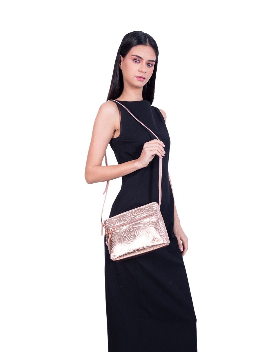 Bolsa crossbody Grabado Mariposa de piel para mujer 3