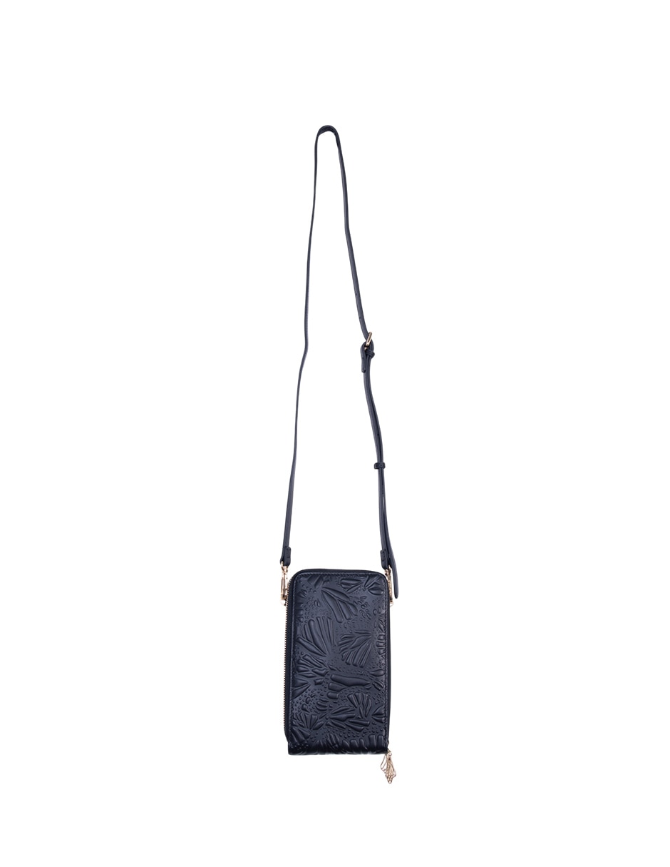 Bolsa crossbody Grabado Mariposa de piel para mujer 3
