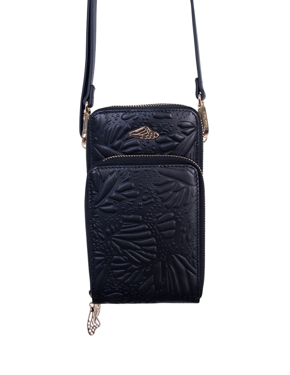 Bolsa crossbody Grabado Mariposa de piel para mujer 4