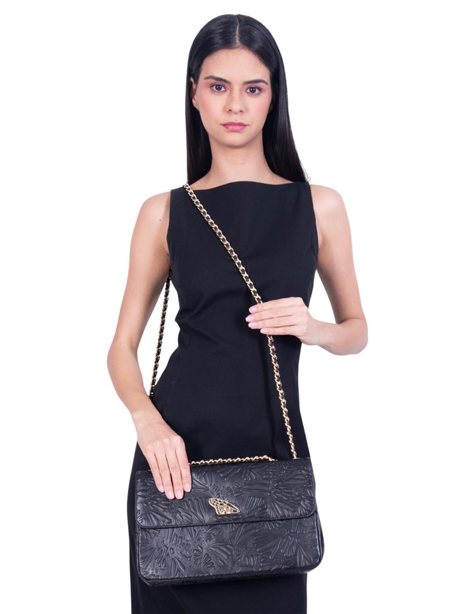Bolsa crossbody Grabado Mariposa de piel para mujer 2