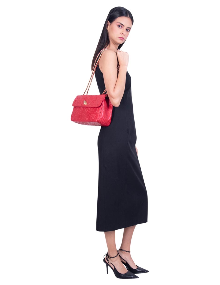 Bolsa crossbody Grabado Mariposa de piel para mujer 5