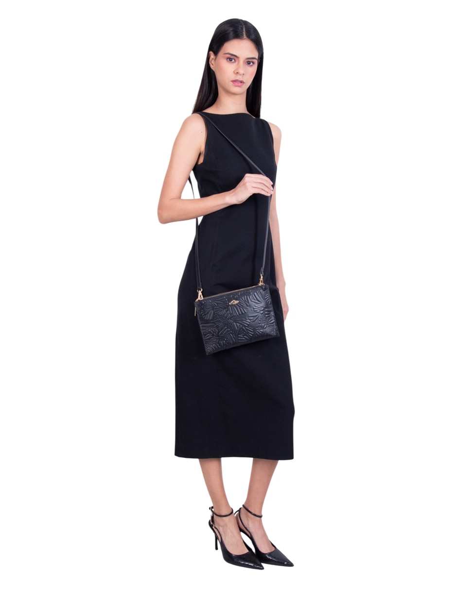 Bolsa crossbody Grabado Mariposa de piel para mujer 6