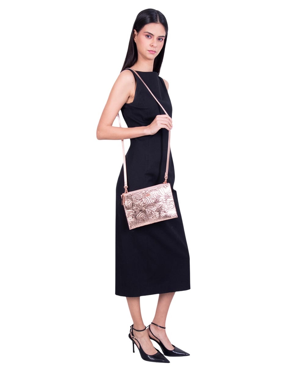 Bolsa crossbody Grabado Mariposa de piel para mujer 2