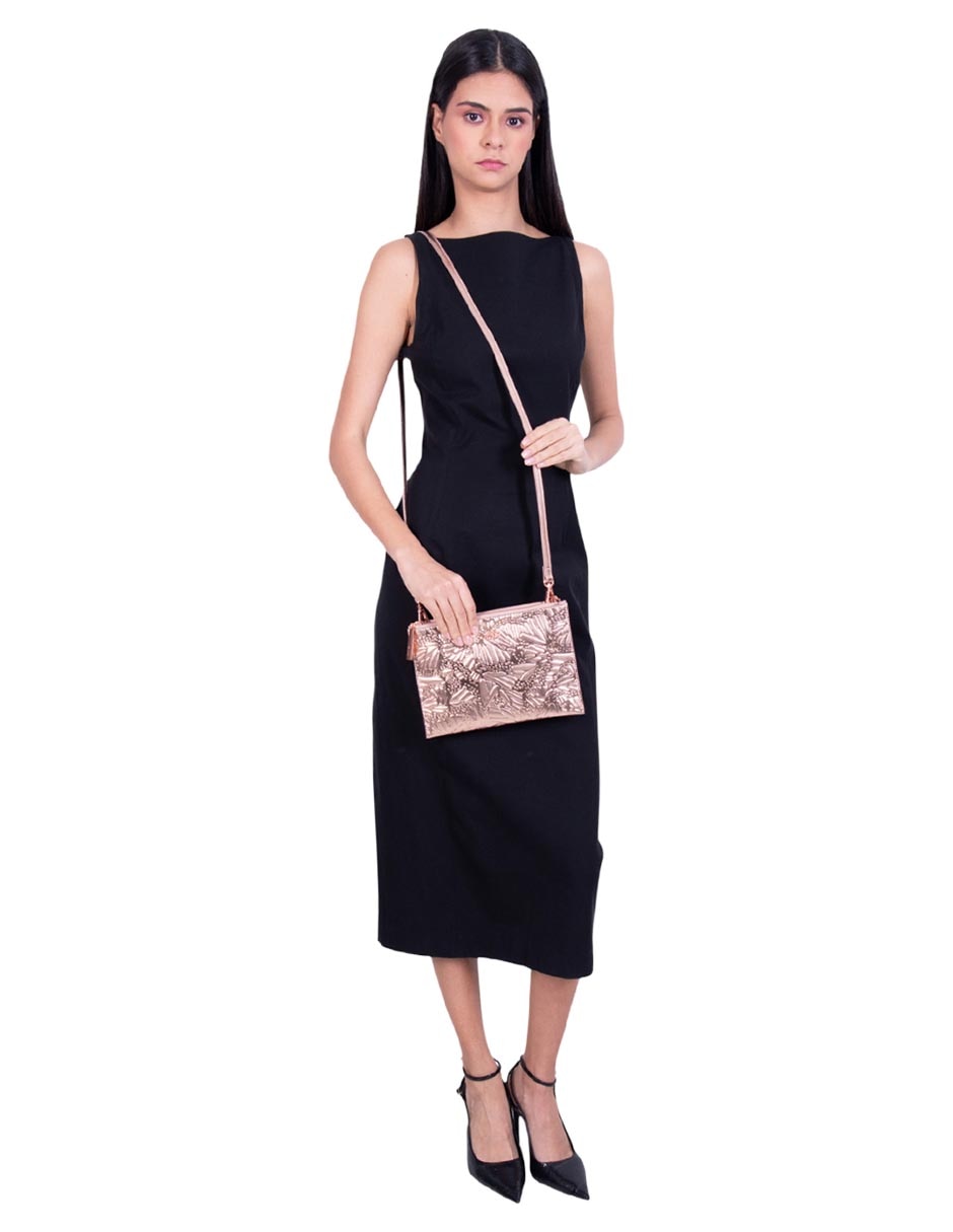 Bolsa crossbody Grabado Mariposa de piel para mujer 5