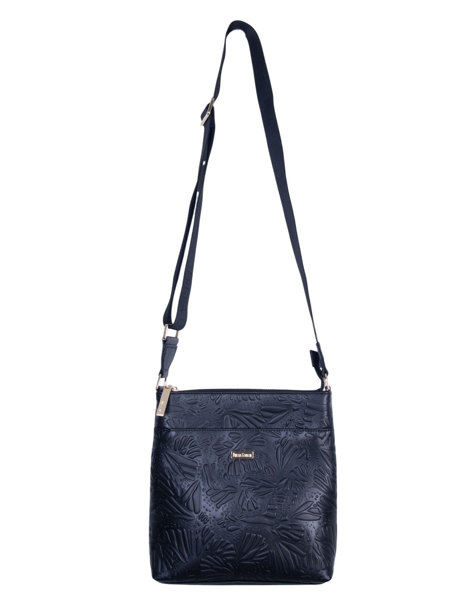 Bolsa messenger Grabado Mariposa de piel para mujer