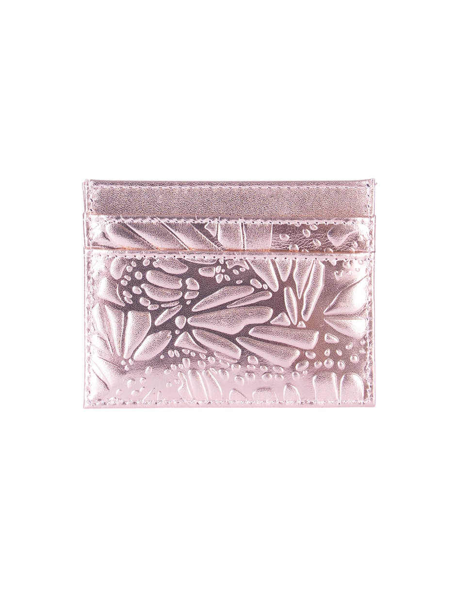Tarjetero piel grabado mariposa para mujer 2