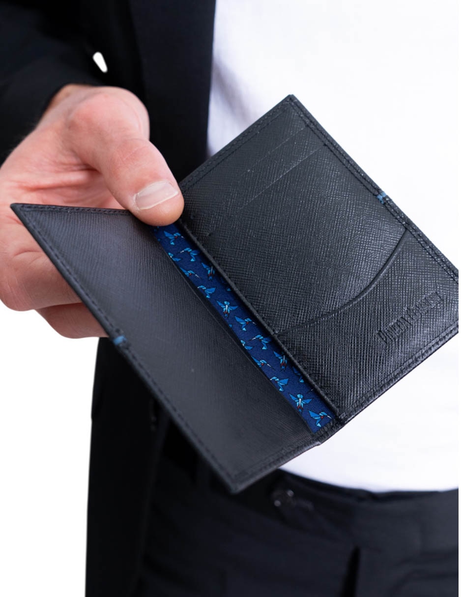Tarjetero piel Colibrí Origami para hombre 4