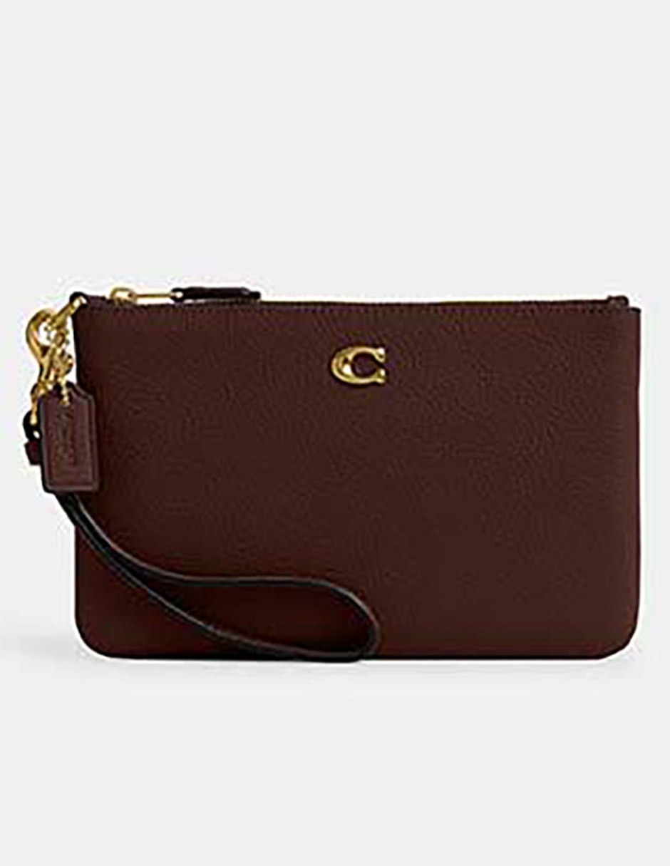Bolsa wristlet Polished Pebble Leather de piel para mujer