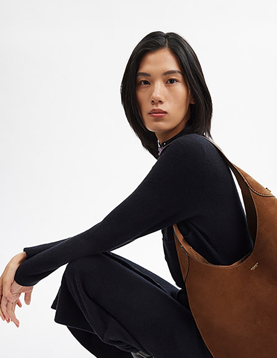 Bolsa shoulder Suede de piel para mujer 3