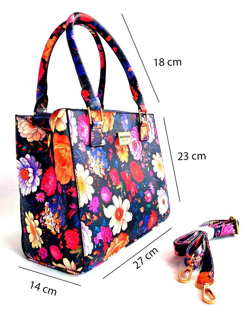 Bolsa satchel Flores de piel vegana para mujer 6