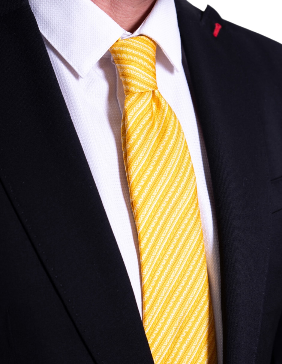 Corbata regular de seda estampado gráfico para hombre 7