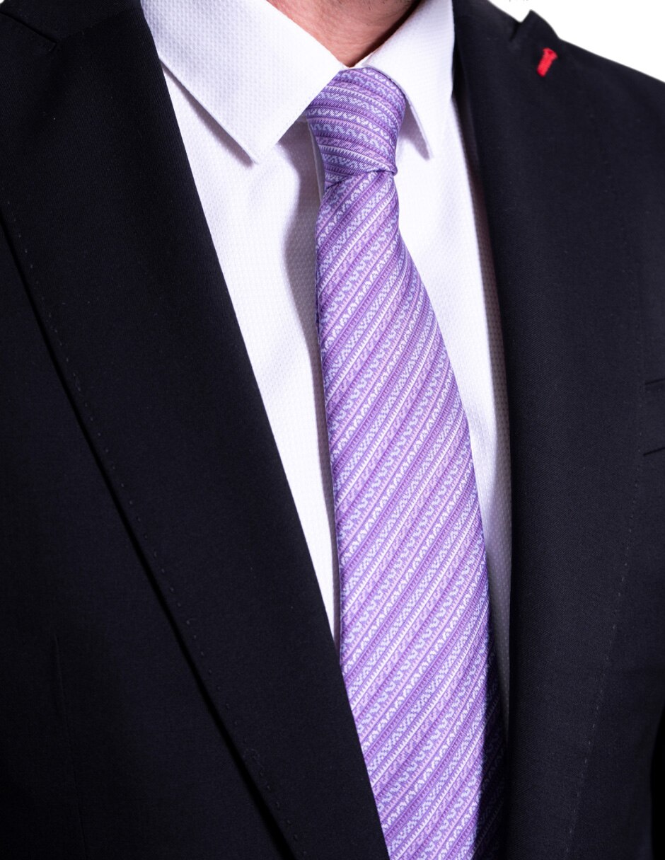Corbata regular de seda estampado para hombre 7
