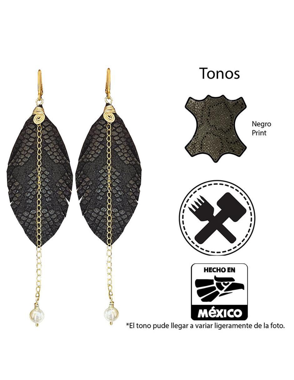 Set de aretes de pluma d con acabado Baño de Oro Perla 4