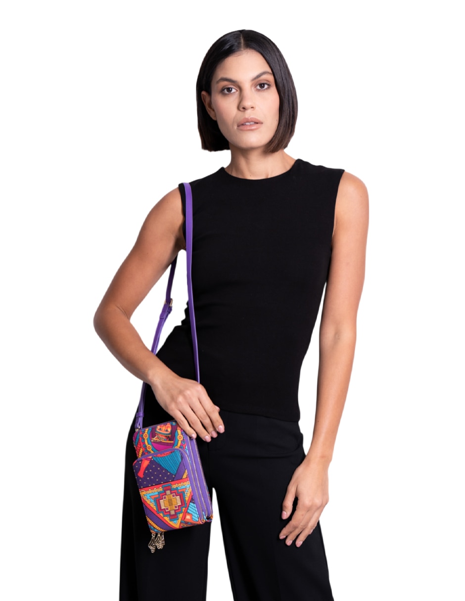Bolsa crossbody Caritas Sonrientes De Veracruz de piel para mujer 4