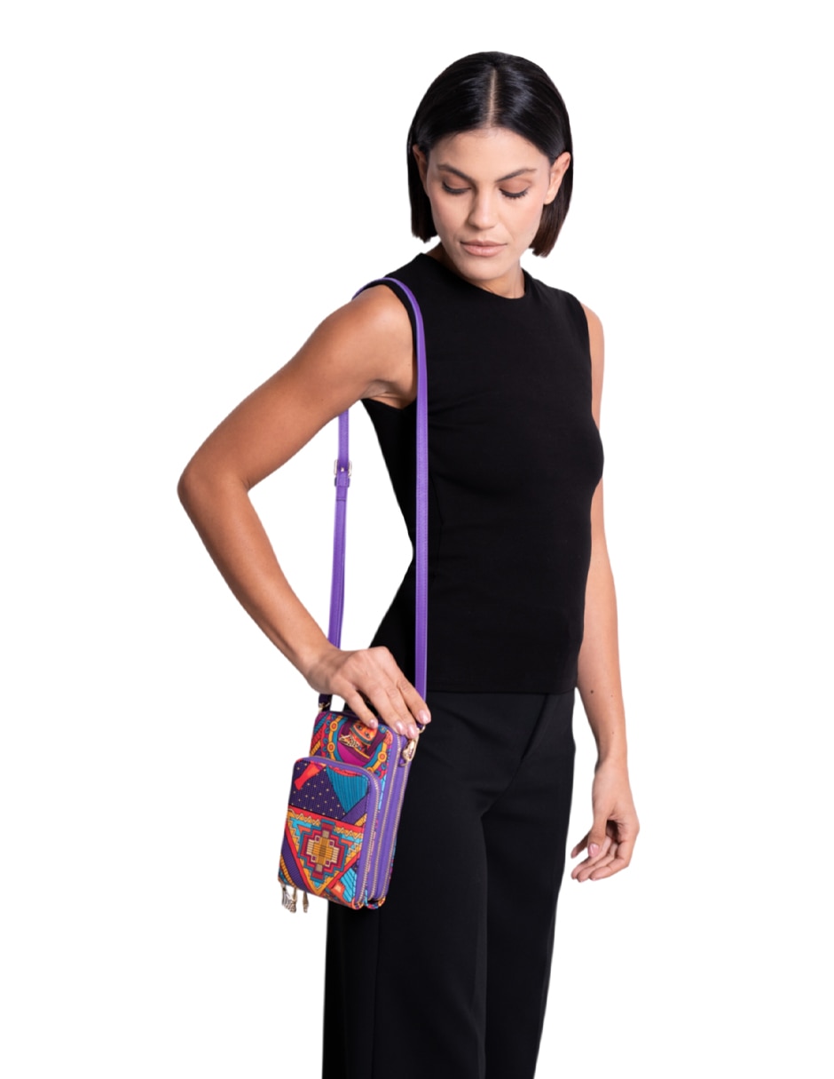 Bolsa crossbody Caritas Sonrientes De Veracruz de piel para mujer 5