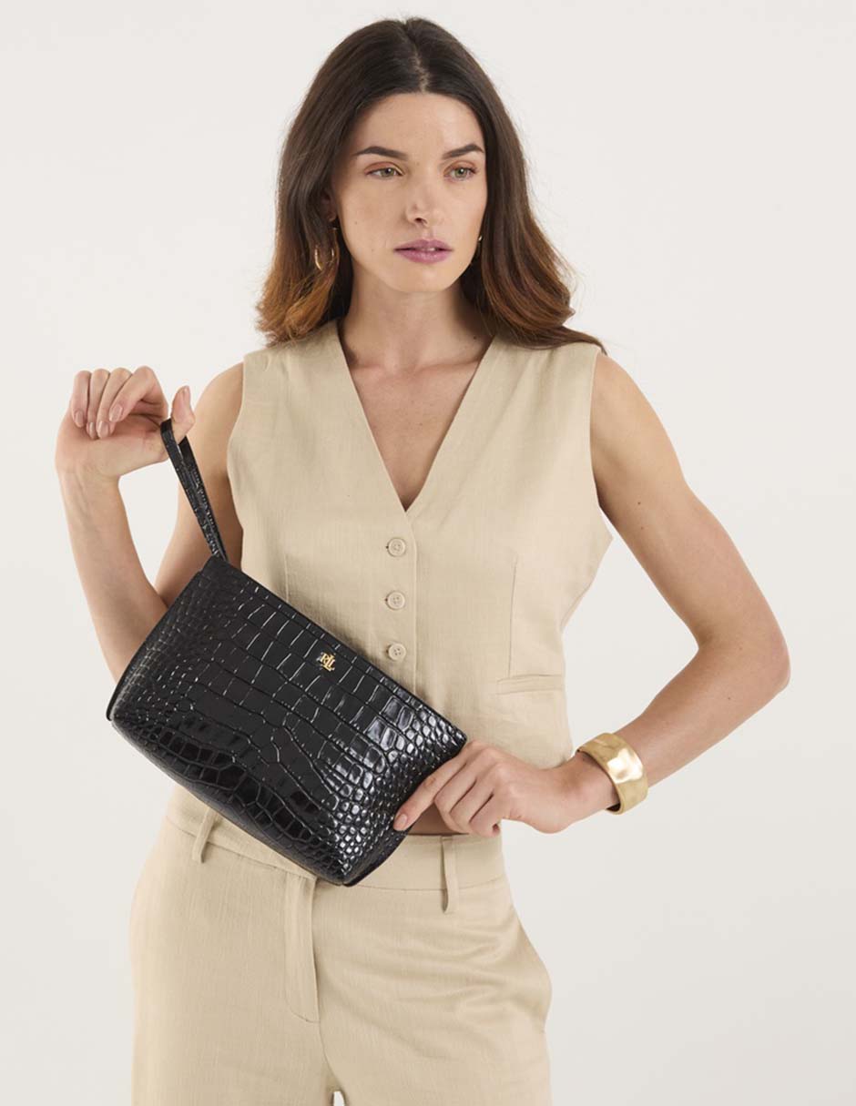 Bolsa wristlet de piel para mujer 5
