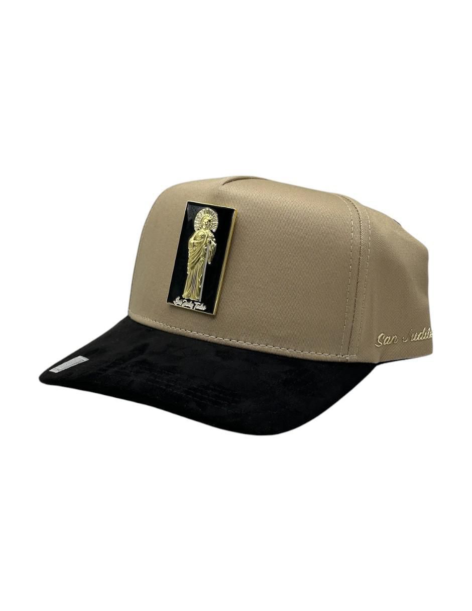Gorra visera curva snapback casual San Judas beige placa para hombre 3