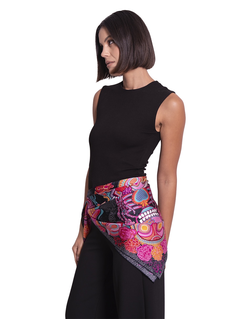 Mascada con estampado gráfico de seda para mujer 3