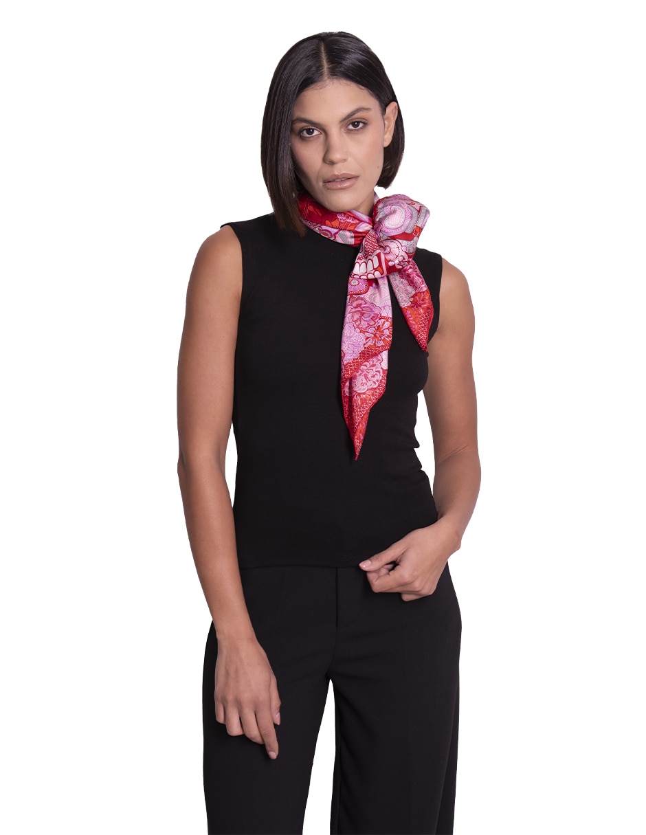 Mascada con estampado de seda para mujer