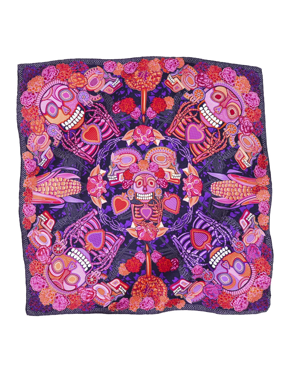 Mascada con estampado de seda para mujer 2