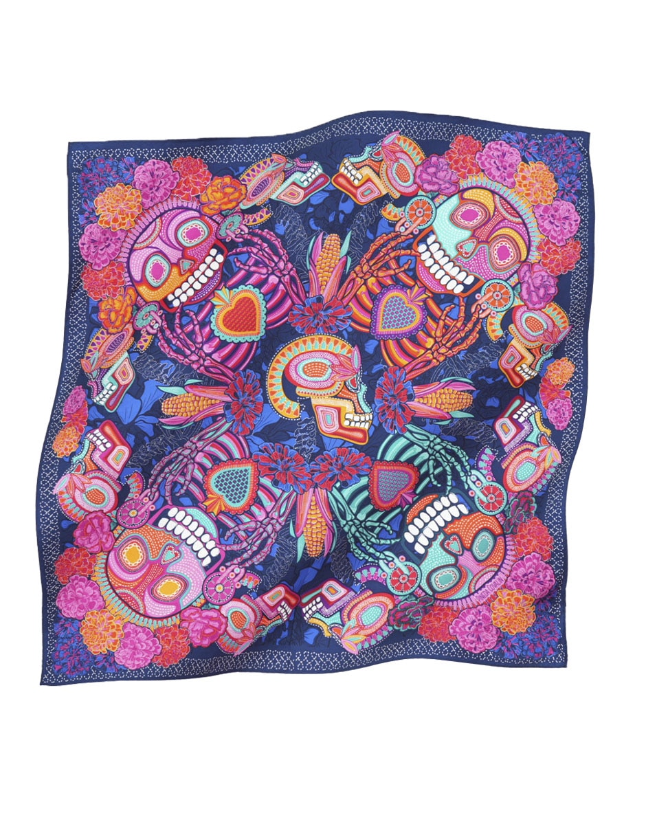 Mascada con estampado de seda para mujer 2