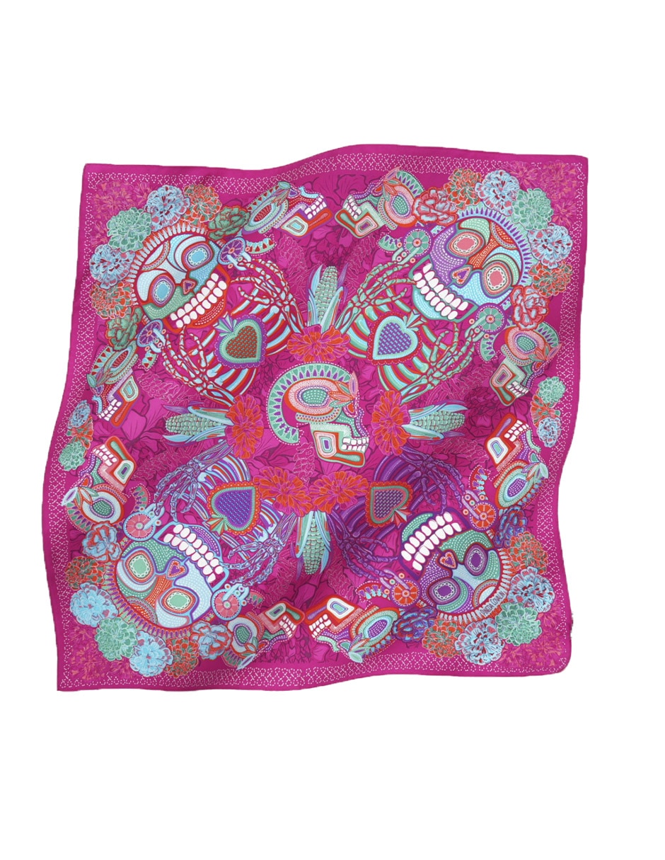 Mascada estampada de seda para mujer 3