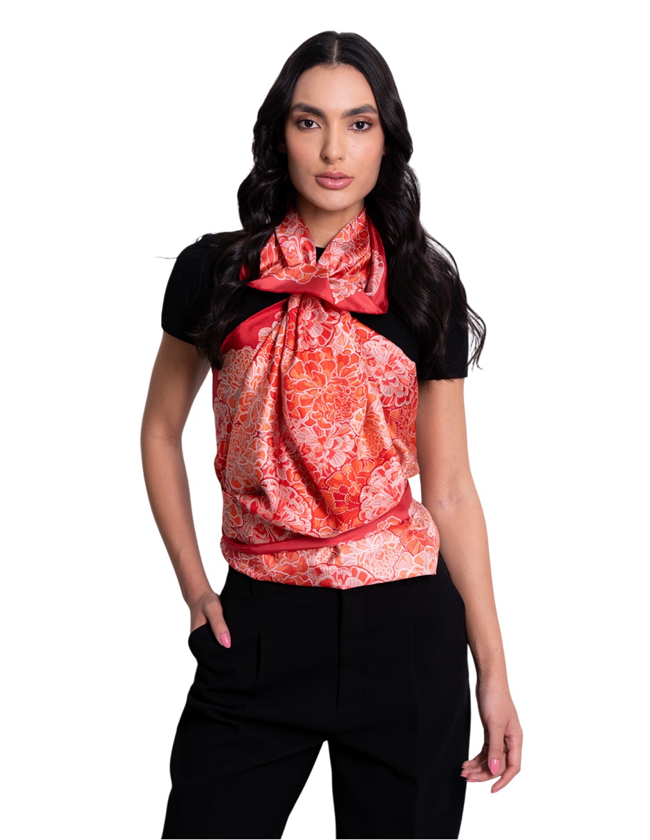 Mascada con estampado de seda para mujer 1