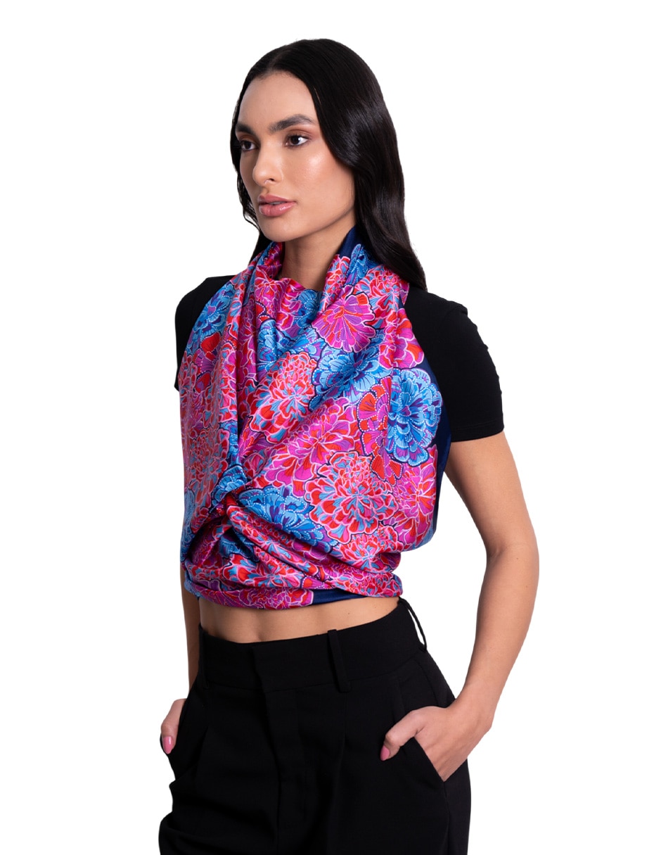 Mascada con estampado de seda para mujer 3