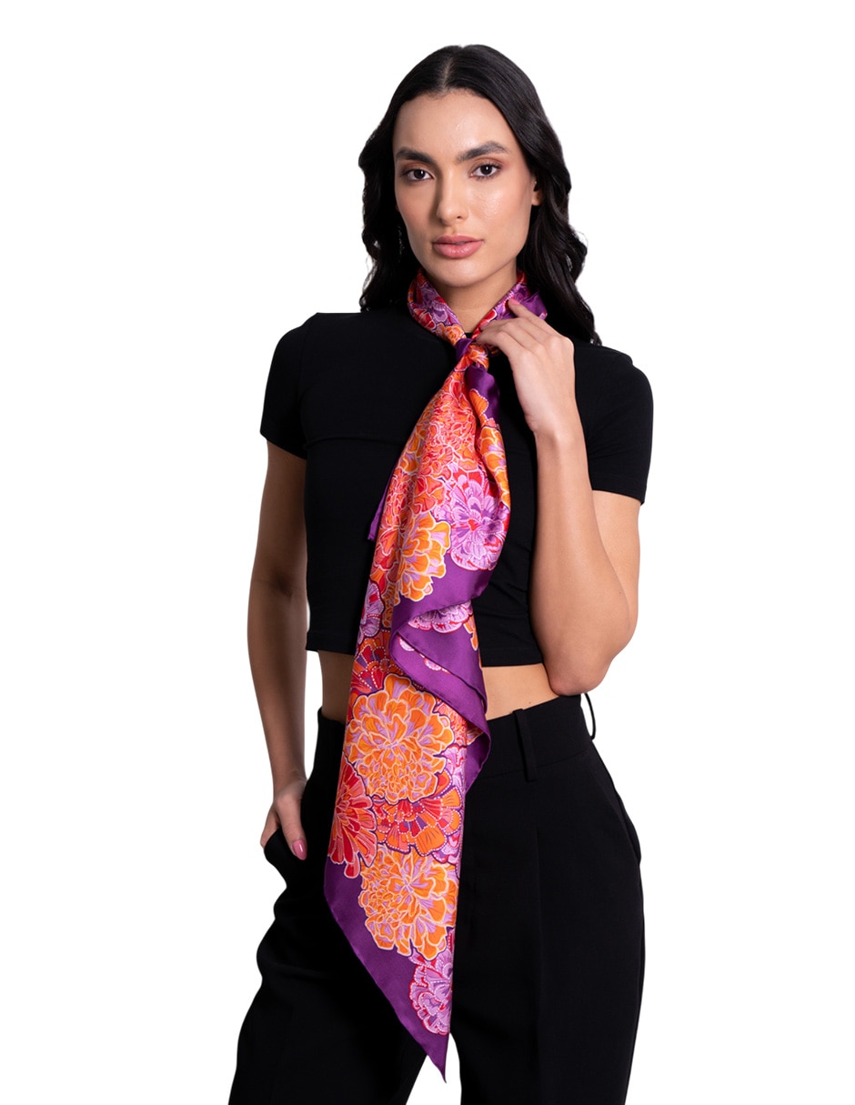 Mascada con estampado de seda para mujer 3
