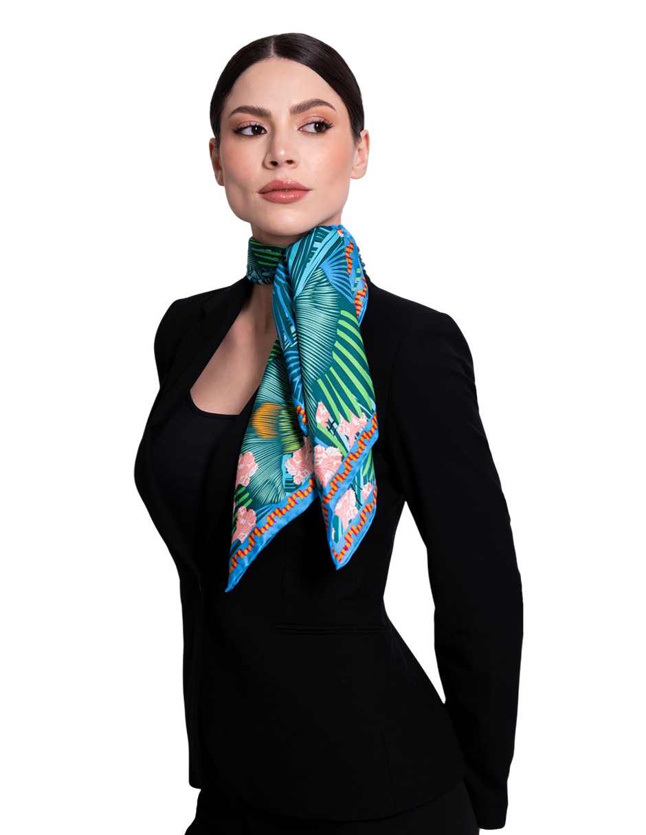 Mascada con estampado de seda para mujer