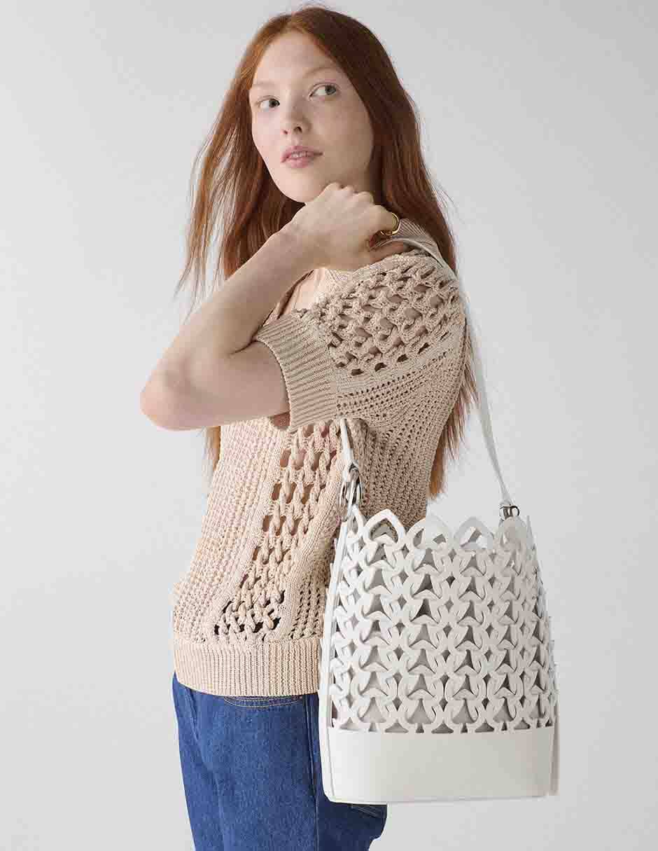 Bolsa bucket Primavera 2019 de cuero para mujer 6