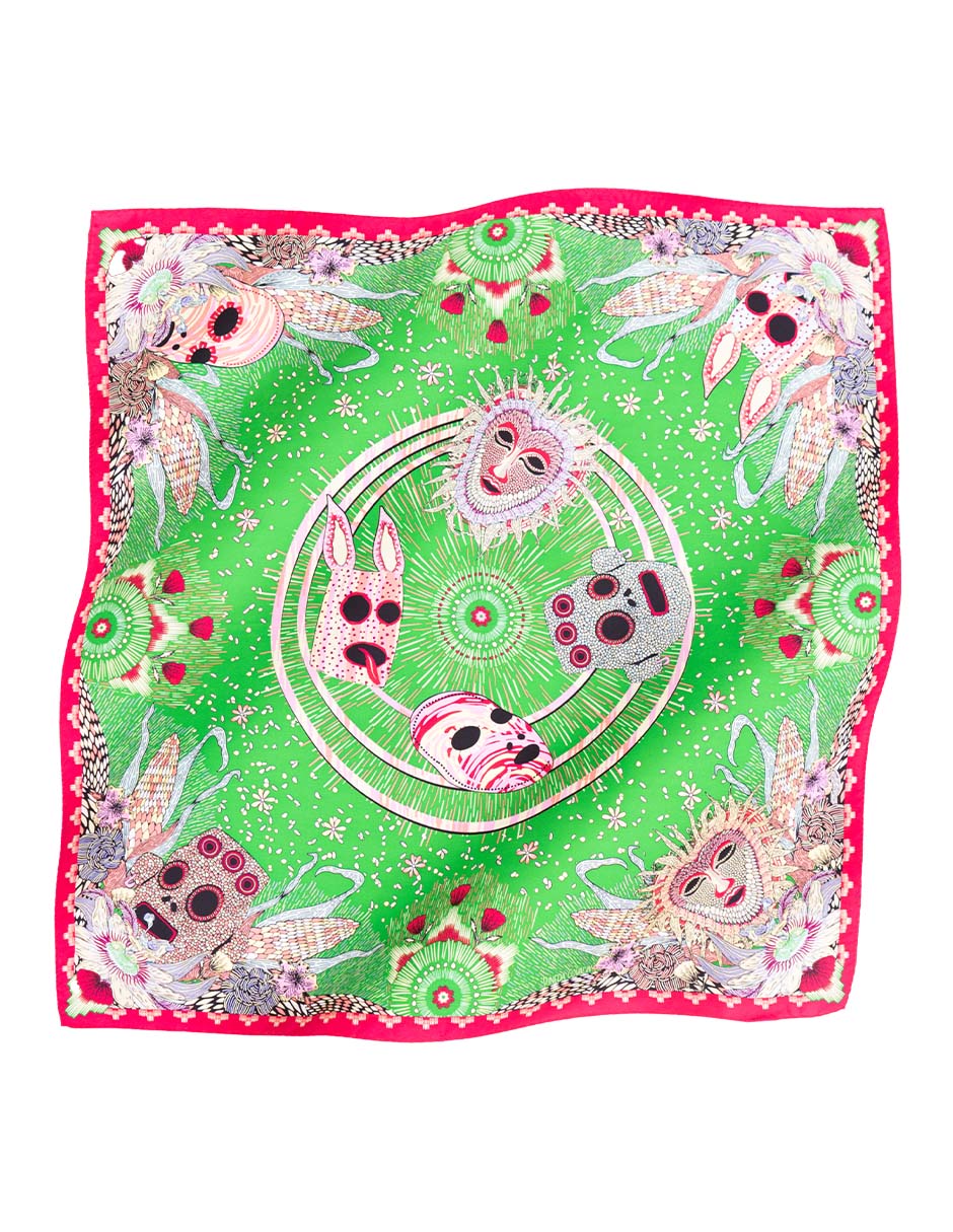 Mascada con estampado Gráfico de seda para mujer 4
