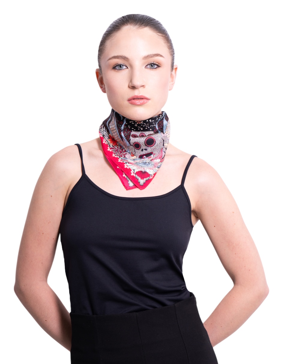 Mascada con estampado Gráfico de seda para mujer