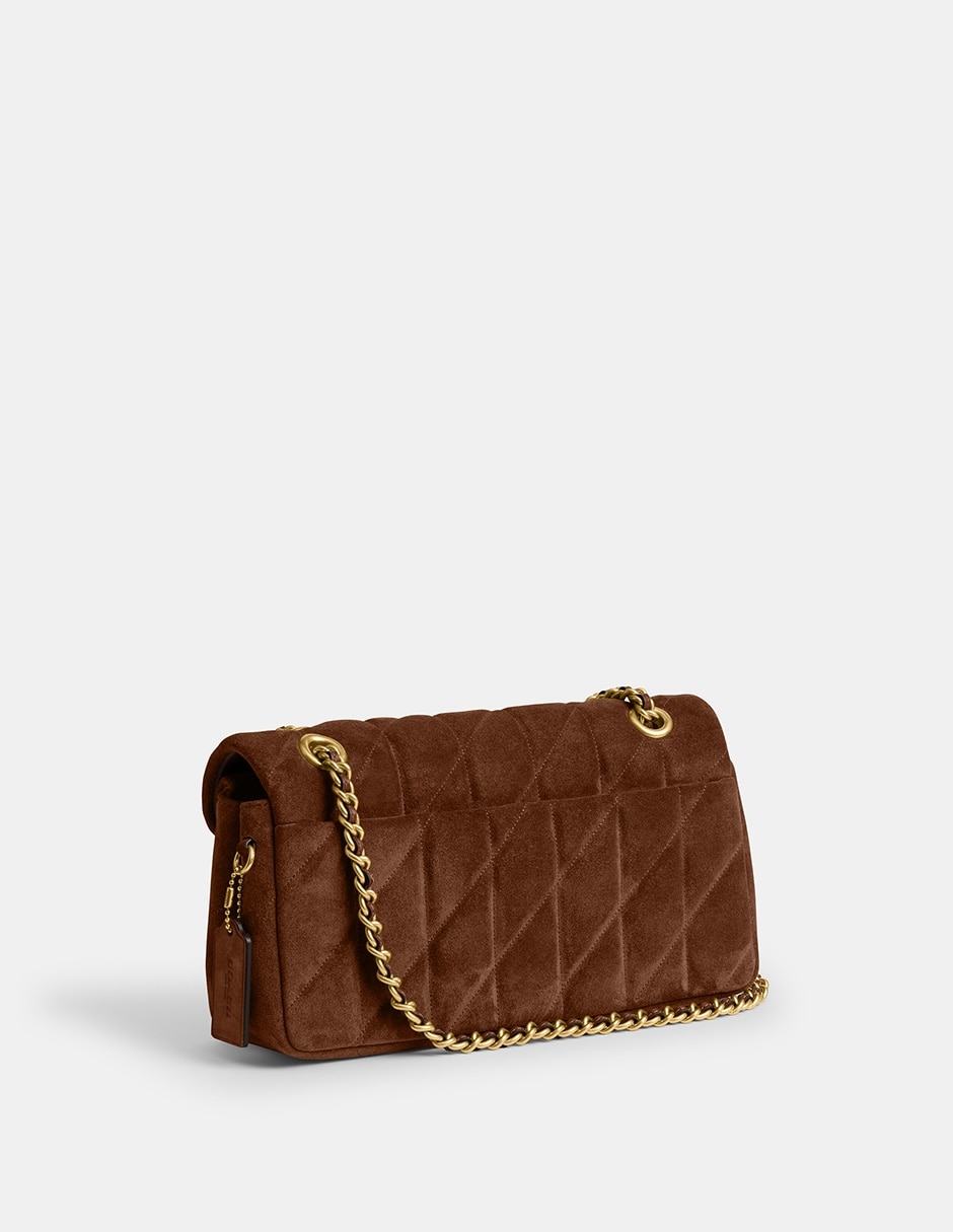 Bolsa shoulder Quilted Suede de piel para mujer 2