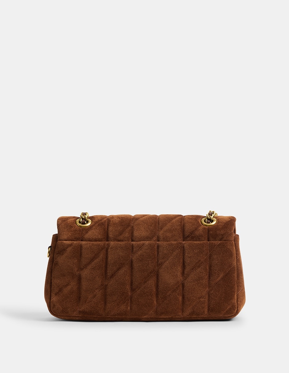 Bolsa shoulder Quilted Suede de piel para mujer 3