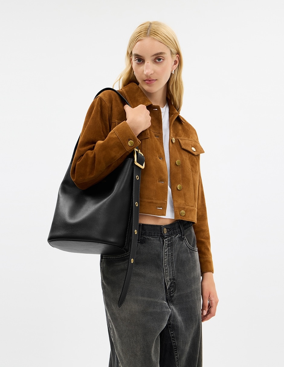Bolsa shoulder Natural Grain Leather de piel para mujer 5