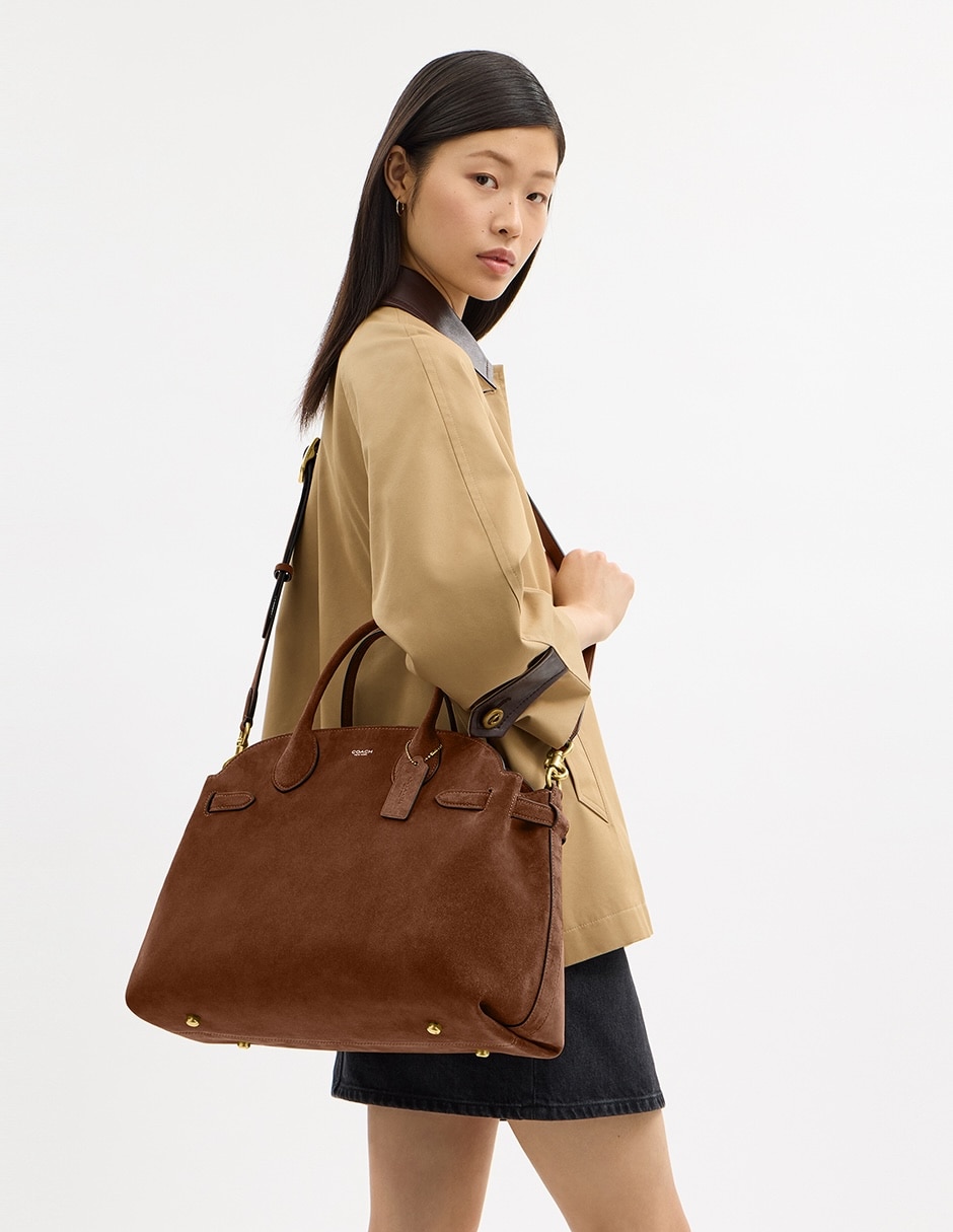 Bolsa shoulder Suede de piel para mujer 5
