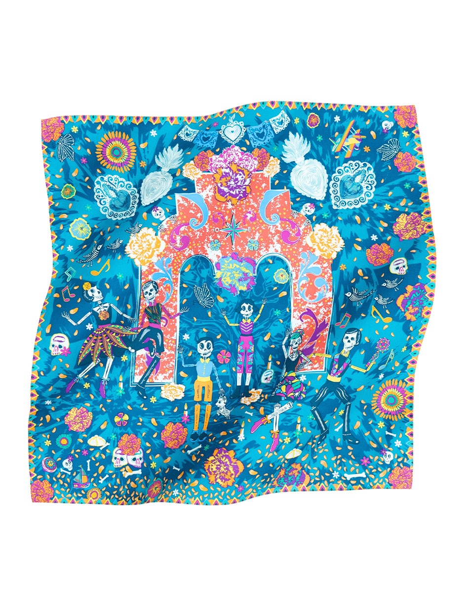 Mascada con estampado Gráfico de seda para mujer 4