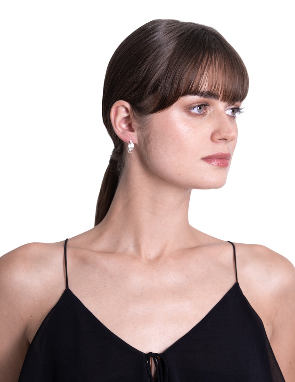 Aretes circular de plata P 925 con acabado brillante 3