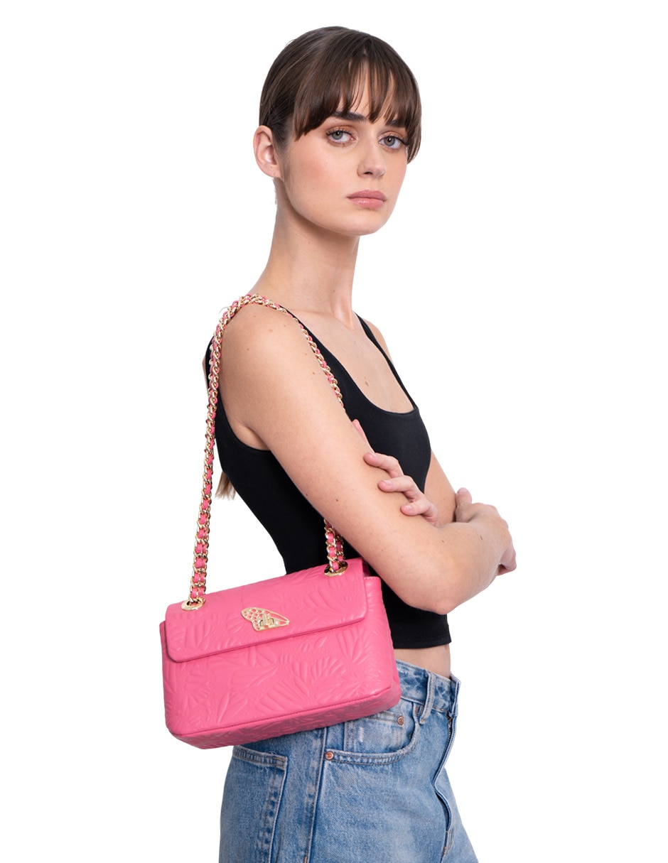 Bolsa crossbody Grabado Mariposa de piel para mujer 5