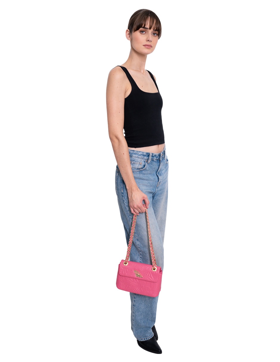 Bolsa crossbody Grabado Mariposa de piel para mujer 7