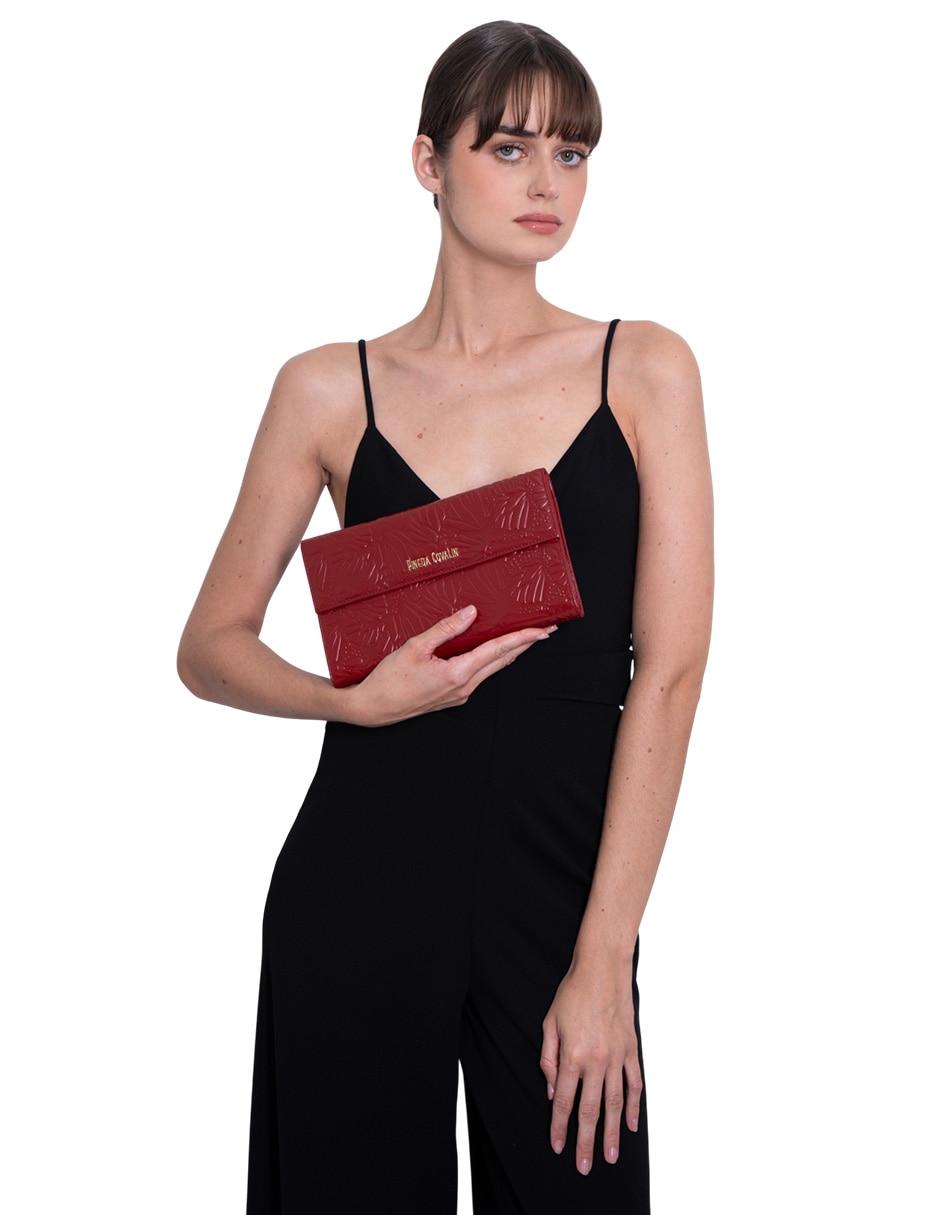 Bolsa clutch Grabado Mariposa de piel para mujer 3