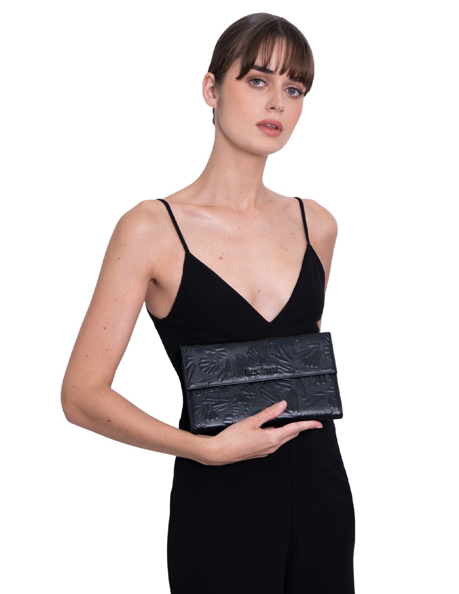Bolsa clutch Grabado Mariposa de piel para mujer 4