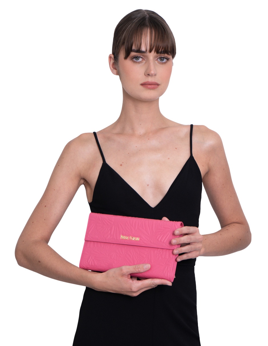 Bolsa clutch Grabado Mariposa de piel para mujer 4