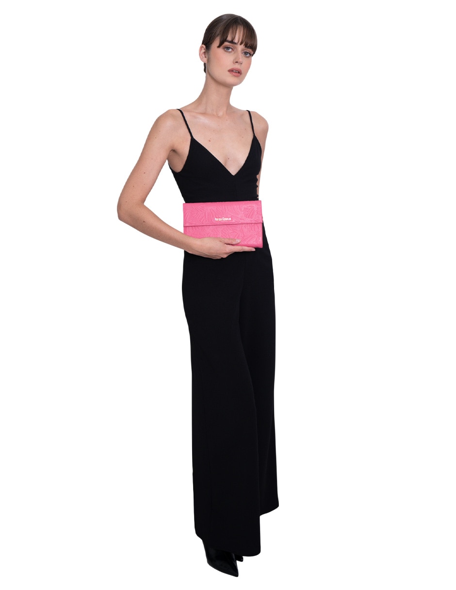 Bolsa clutch Grabado Mariposa de piel para mujer 5