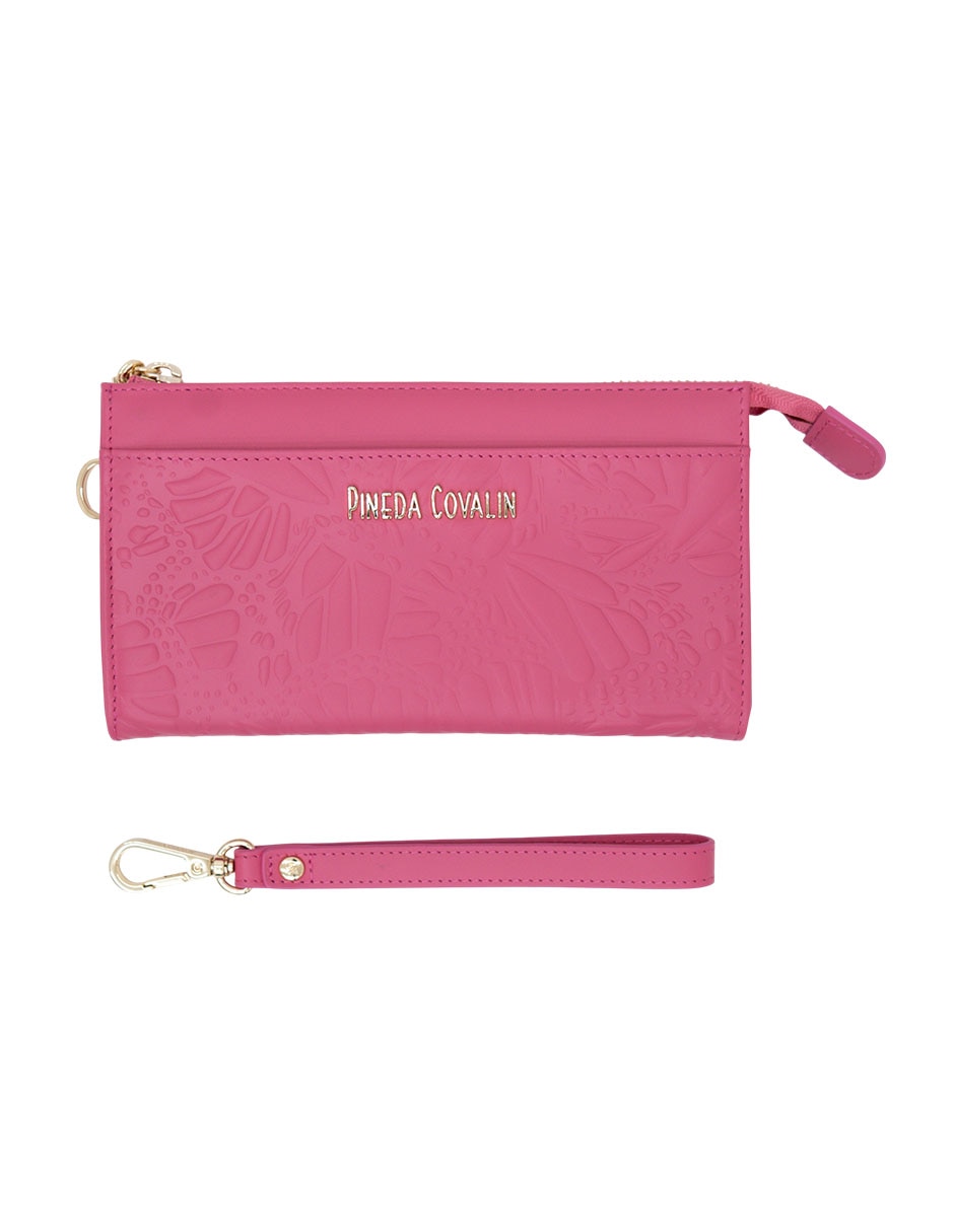 Bolsa wristlet Grabado Mariposa de piel para mujer