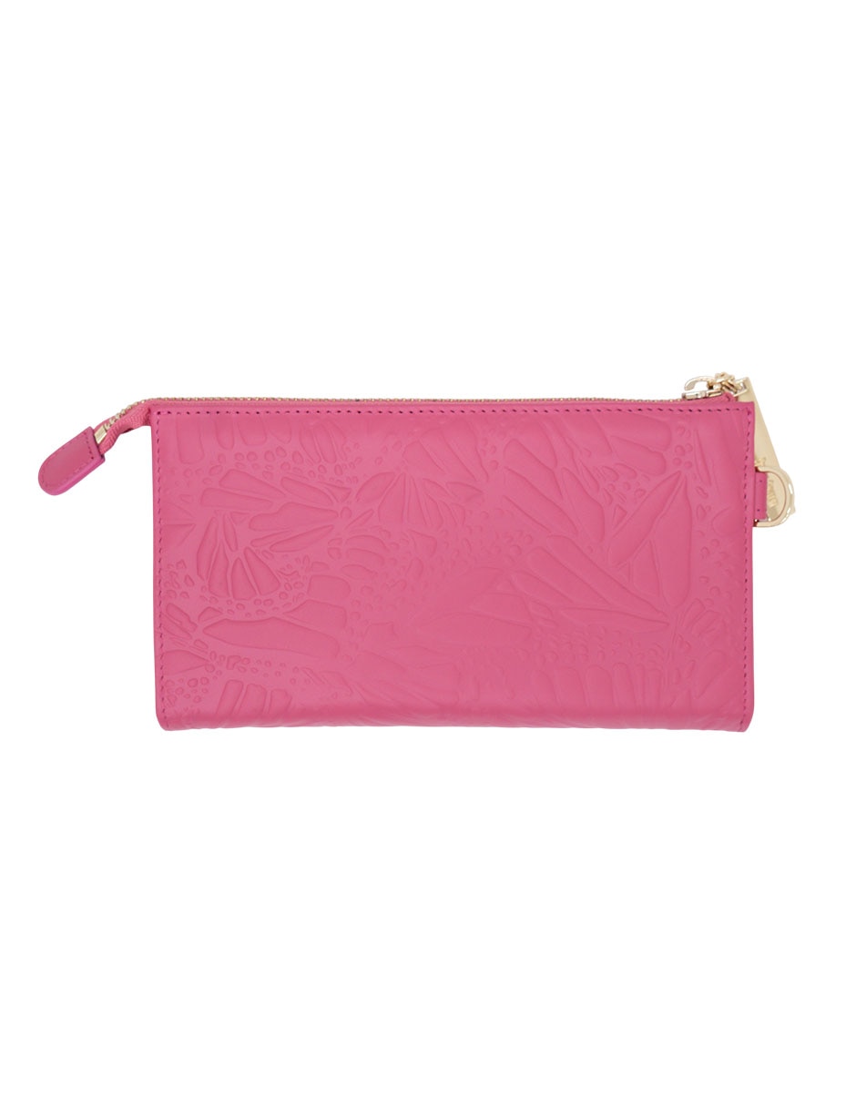 Bolsa wristlet Grabado Mariposa de piel para mujer 2