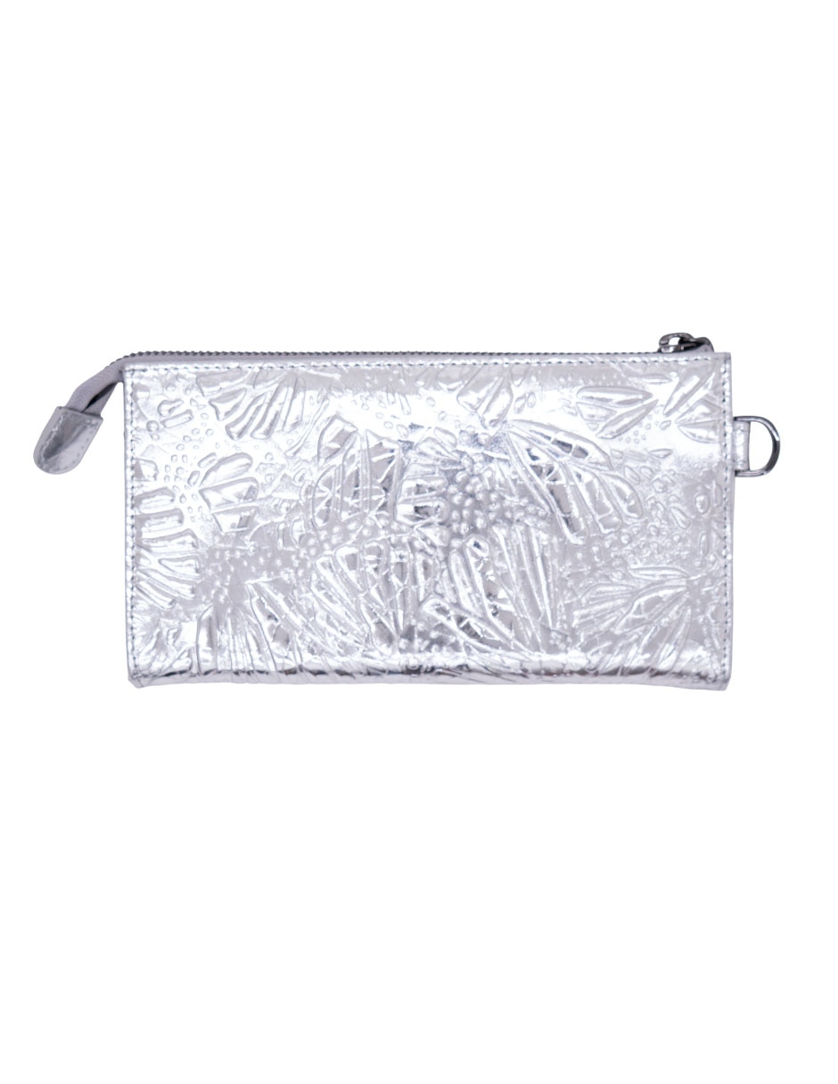 Bolsa wristlet Grabado Mariposa de piel para mujer 2