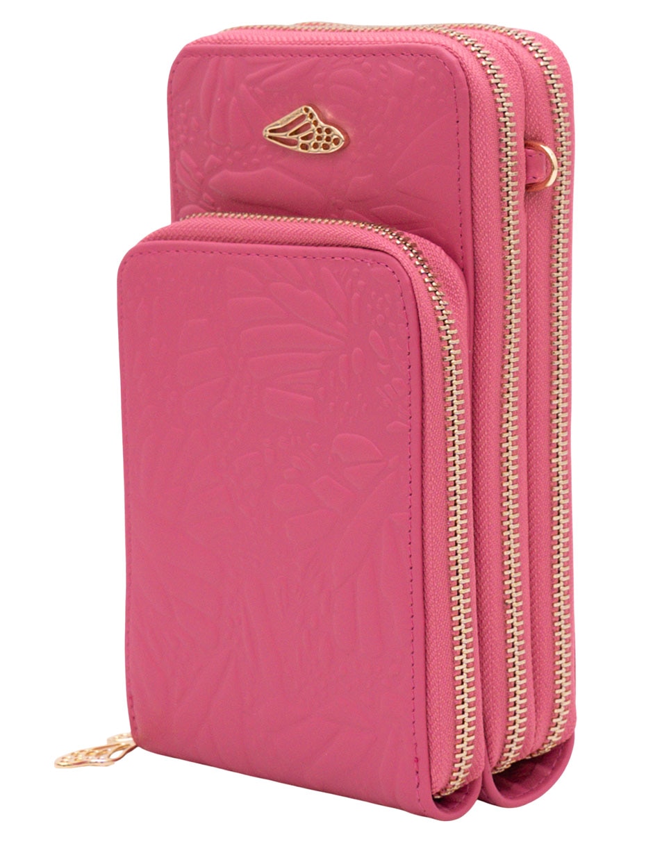 Bolsa crossbody Grabado Mariposa de piel para mujer 2