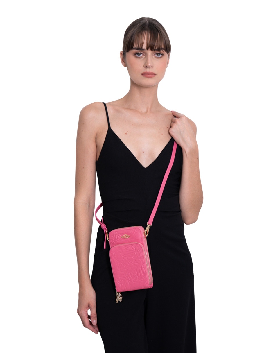 Bolsa crossbody Grabado Mariposa de piel para mujer 5